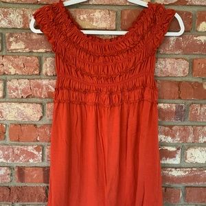 Burnt Orange Gathered Sleeveless Tunic